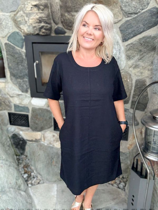 Lava dress med knapper sort