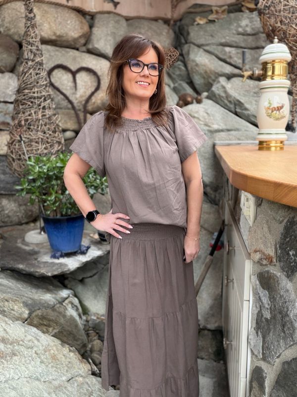 Vicky smock bluse earth 