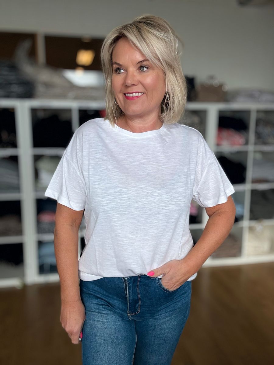 Basic slub shirt hvit