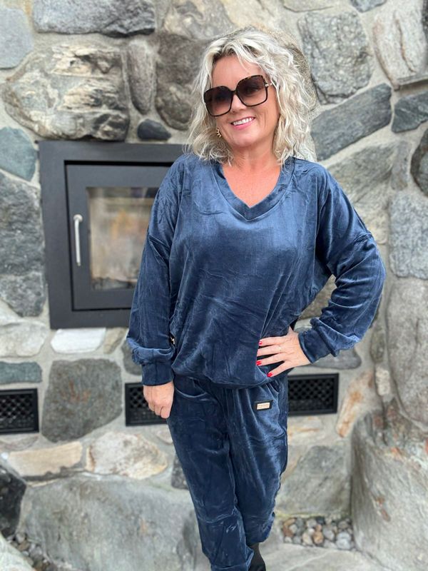 Lux Velour sett marineblå