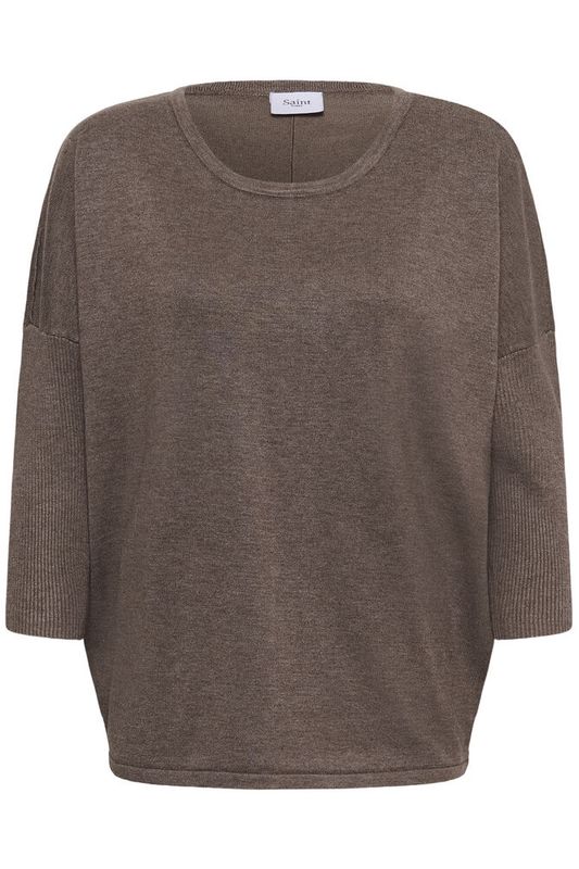 MilaSZ R-Neck Pullover  Mink Melange - Brown