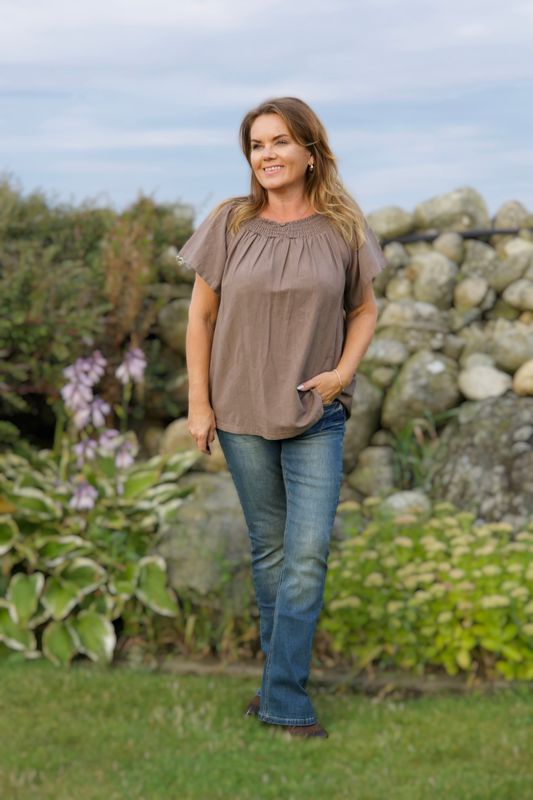 Vicky smock bluse earth 