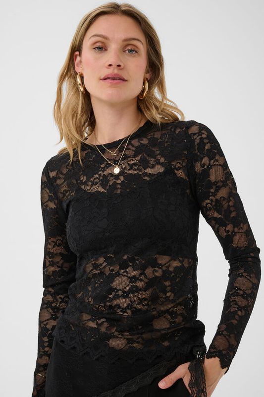 Pitia Lace bluse sort 