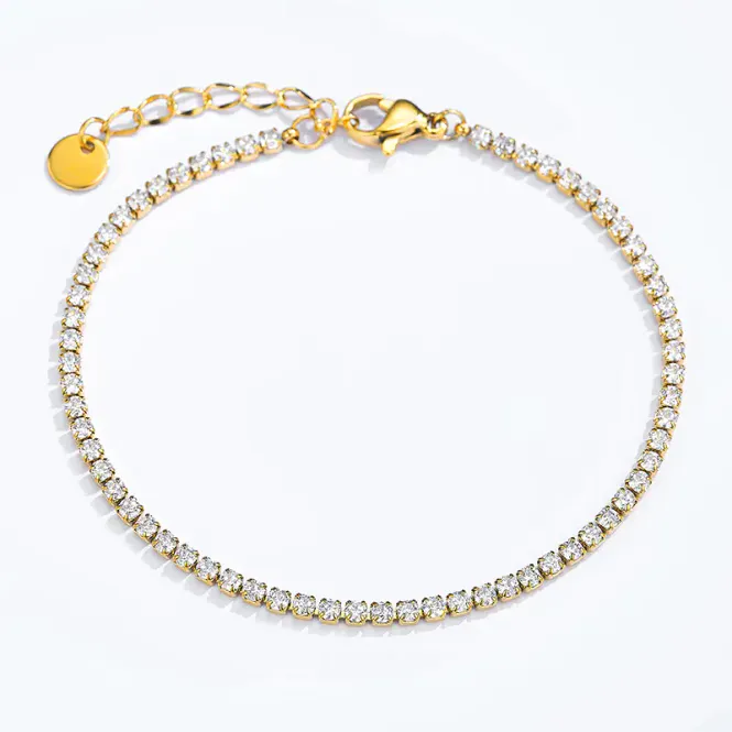 Hovedbilde Gullfarget tennisarmbånd med stener