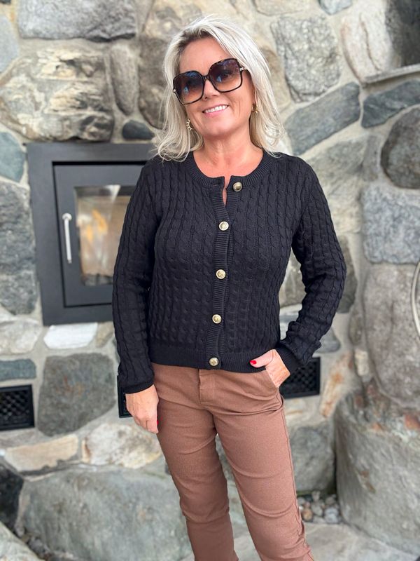 Cabel cardigan sort 