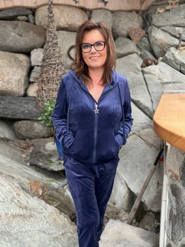 Velourdress med glidelås navy